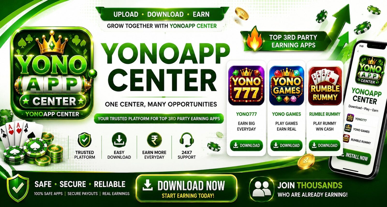 YonoAppsCenter — upload, download and earn with top third-party apps